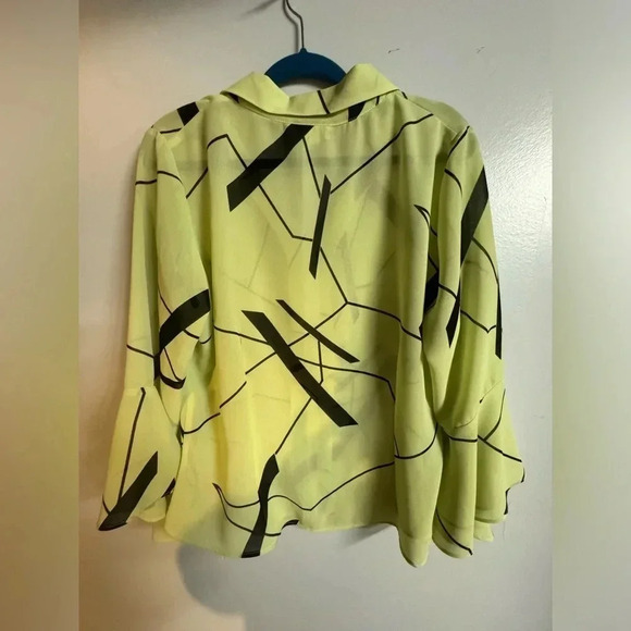 Dress barn women’s vintage‎ lime green yellow with black abstract linessize XL - Picture 2 of 4